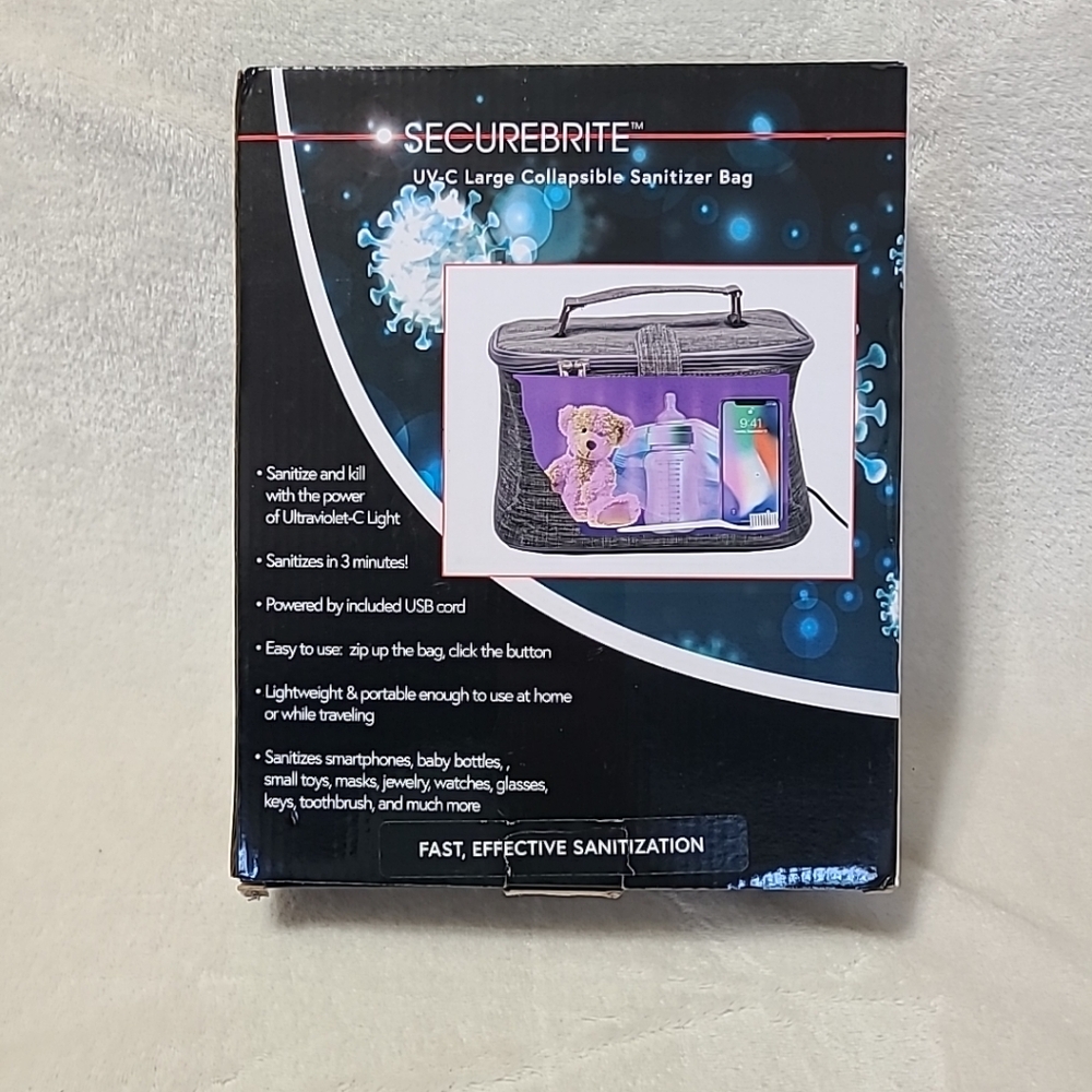 Securebrite UV-C Large Collapsible Sanitizer Bag GREY